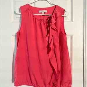 LOFT Vibrant Coral Sleeveless Blouse